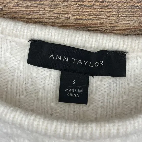 Ann Taylor Alpaca Wool Sweater Wide Sleeve Ivory Size Small - Picture 3 of 8